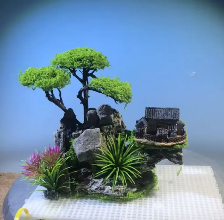 鱼缸造景草缸造景青龙石溪流石沉木泰国枝