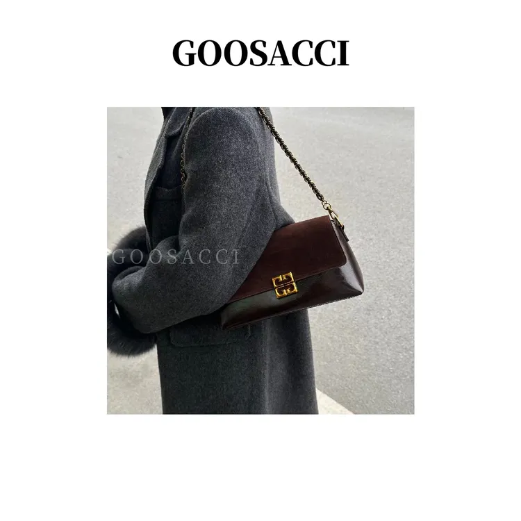 2025秋冬新款时尚磨砂皮拼接小方包小众设计百搭腋下单肩包斜挎包