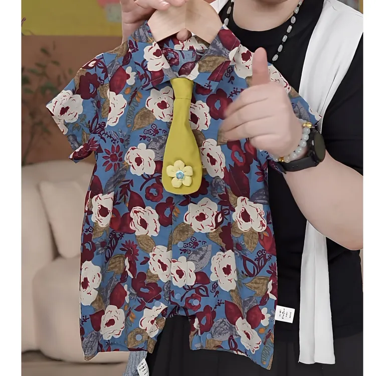 夏季薄款婴幼儿连体衣男女宝宝洋气时尚衬衫哈衣周岁生日外穿衣