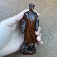 紫檀木雕安源毛 爷～青少年版不忘初心摆件