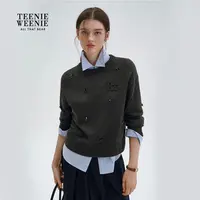 *TeenieWeenie小熊女装毛针织衫25秋冬新短款圆领毛衣TTKW258TW6A