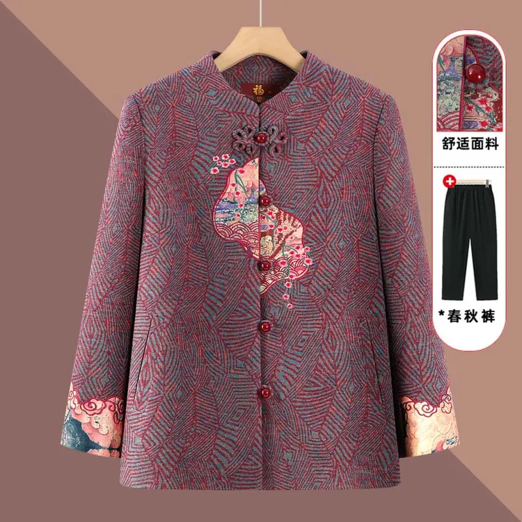 奶奶秋装外套洋气妈妈国风上衣新款老人衣服唐装中老年人春秋女装