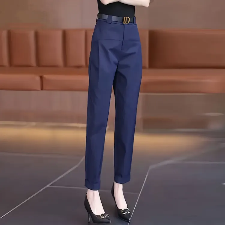 气质镰刀裤女春秋高腰显瘦烟管裤2025新款休闲百搭通勤西装哈伦裤
