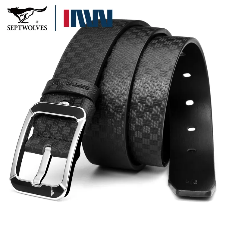 七匹狼男士皮带真皮针扣新款正品高档男款时尚百搭休闲牛皮裤腰带