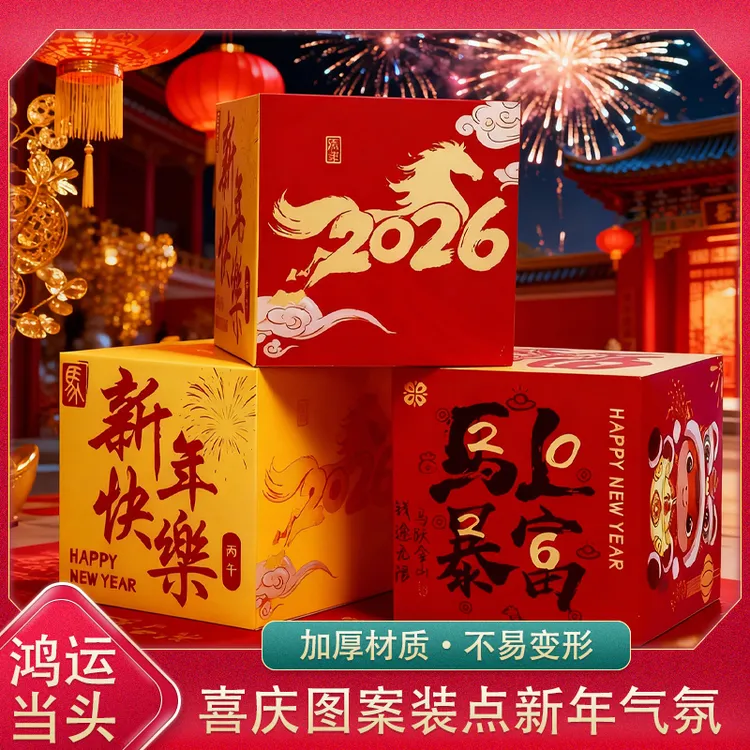 2026马年门店商场场景布置春节氛围新年装饰拍照打卡摆件堆堆盒