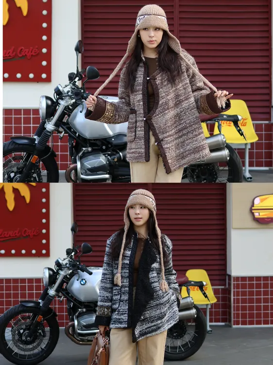 LaMuL-Z ｜2025冬季新品 藏式两色立领小香风毛绒厚款显瘦保暖外套