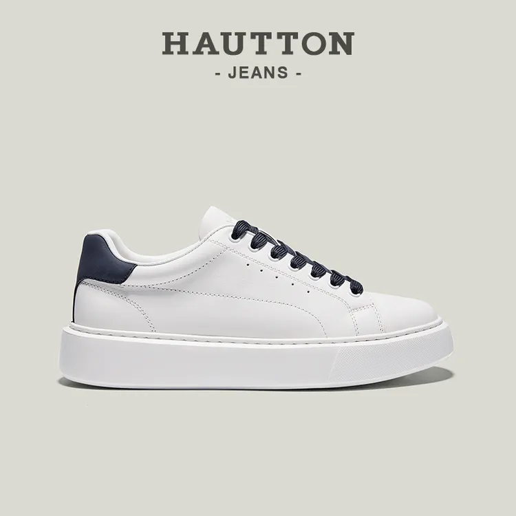 皓顿男鞋时尚百搭小白鞋真皮板鞋男士厚底男鞋休闲鞋933XB3529