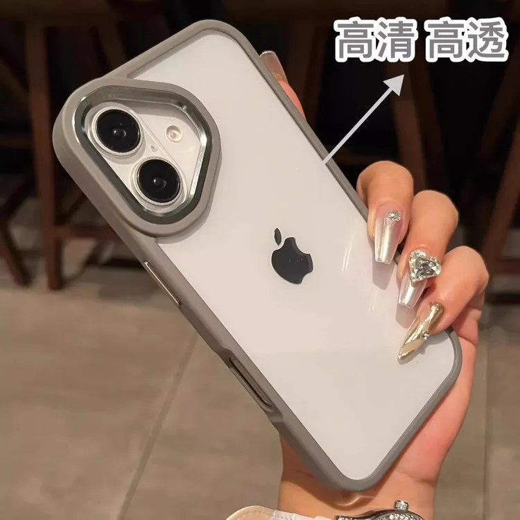 高级感钛灰适用16苹果15手机壳金属按键镜框iphone15promax透明14