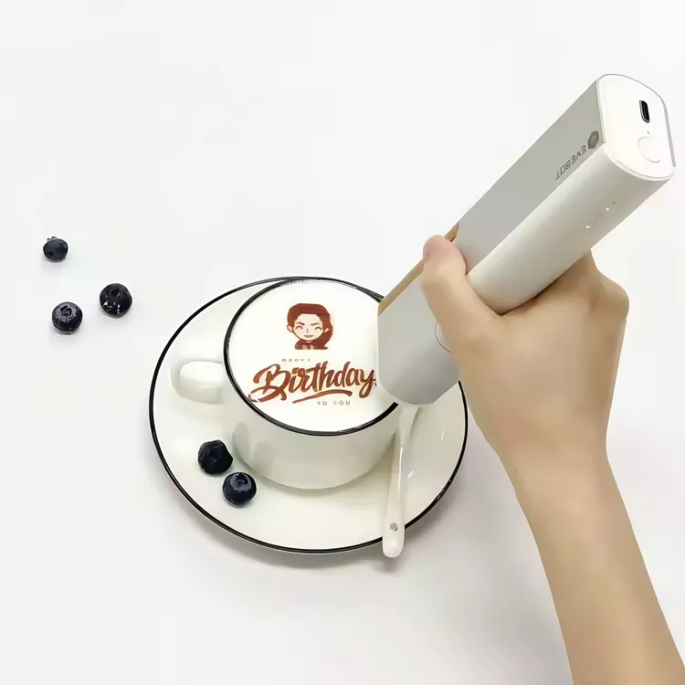 EVEBOT手持食品打印机可在咖啡酸奶面包蛋糕马卡龙上打印个性图案