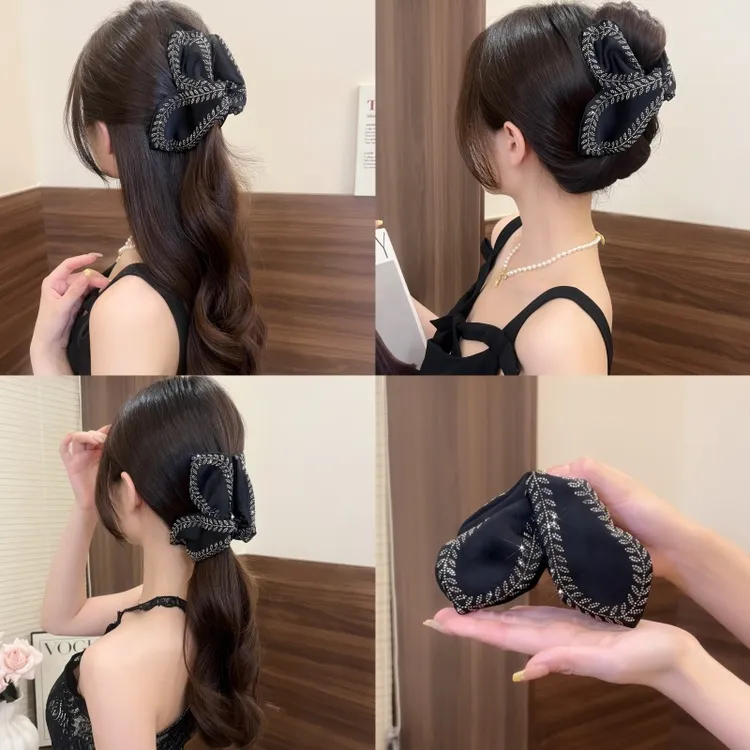 韩式设计感叶片麦穗鲨鱼夹百搭高级感发卡后脑勺发抓布艺头饰