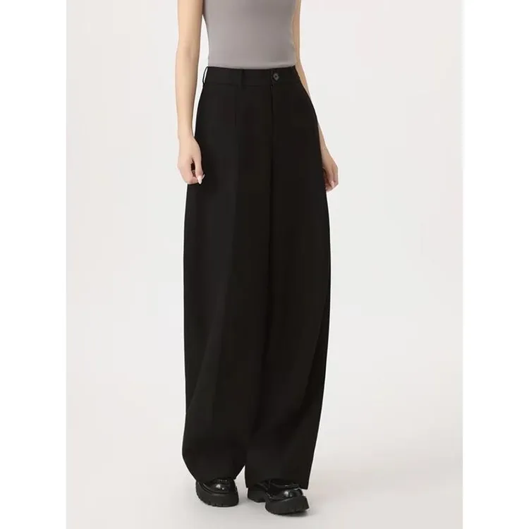 商场同款2026秋冬新款宽松时髦弯刀裤阔腿羊毛直筒休闲裤女510025