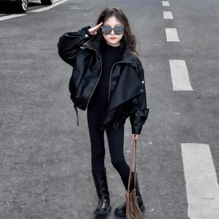 又酷又飒的女童外套秋季2025新款女大童洋气时髦皮衣儿童炸街夹克