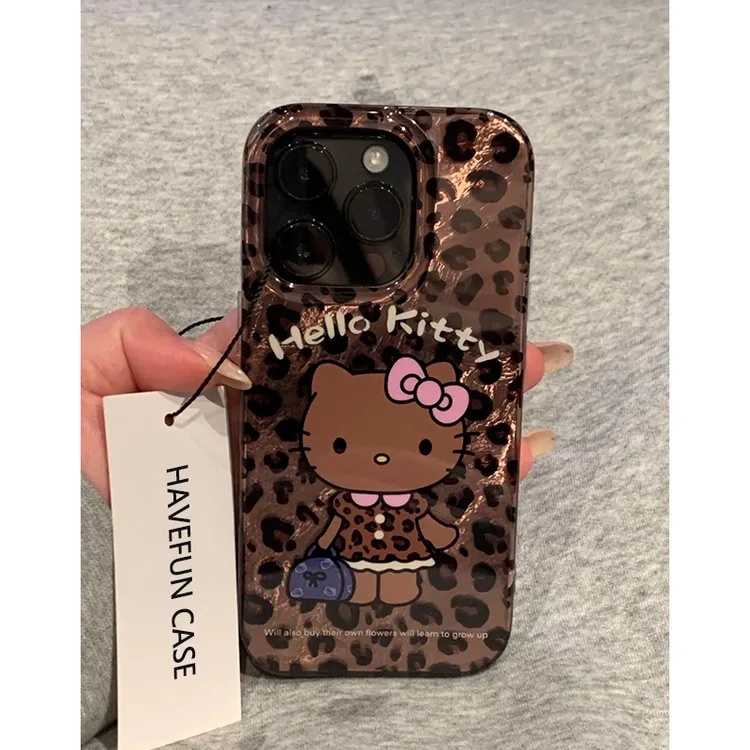 雅天立棕色豹纹kt适用iPhone17苹果1615手机壳华为vivo小米oppo潮