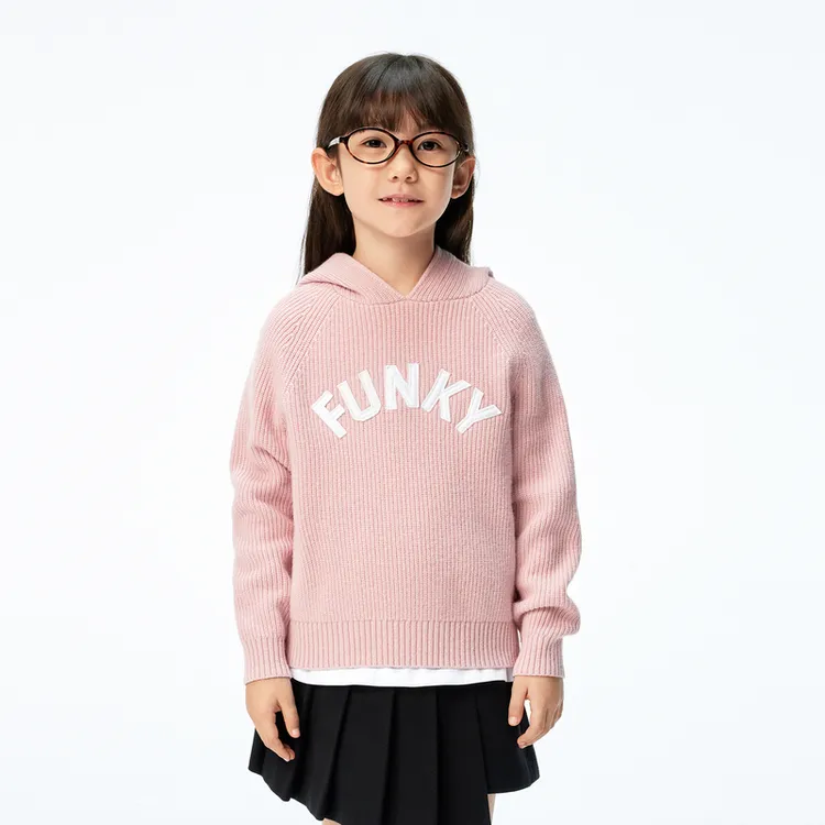 littlemoco童装冬装新款男女童连帽坑条毛衫毛衣#KBD4SWT025