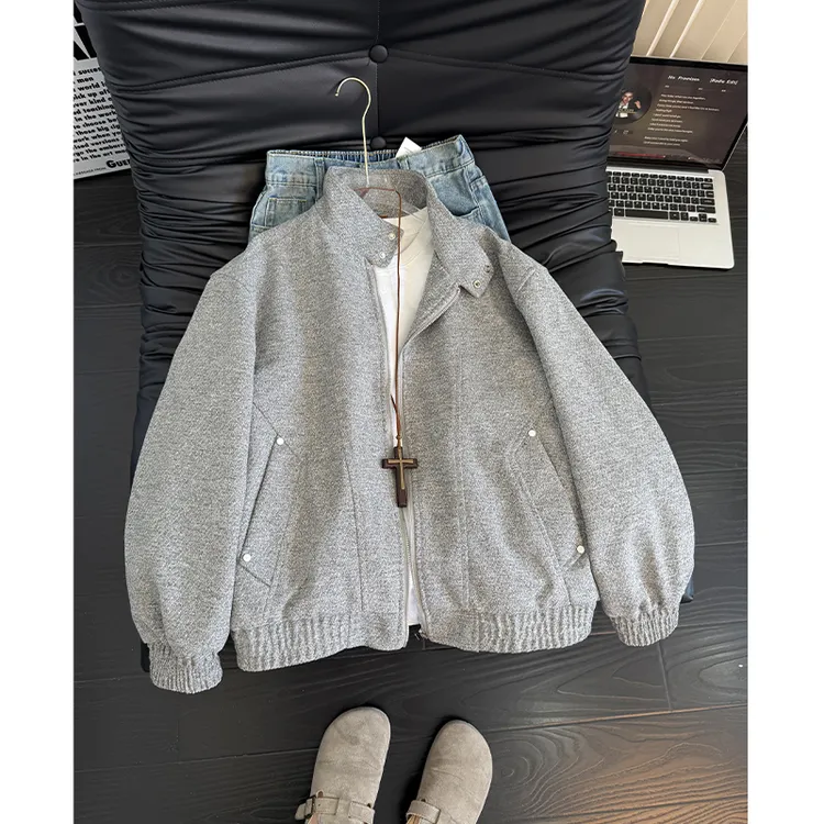 cleanfit夹克男款春秋宽松立领外套痞帅高级感情侣上衣服oversize