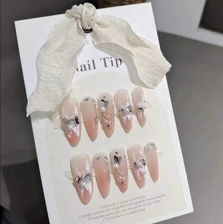 （新店开张）气质显白手工贴片穿戴甲少女百搭裸色纯欲