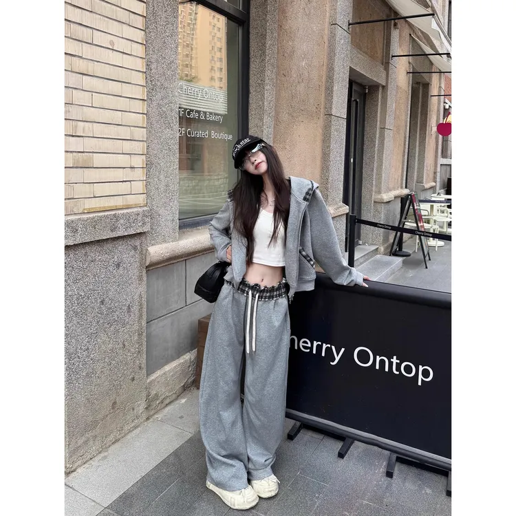 早秋巨好看的套装女2025新款韩系减龄运动休闲卫衣阔腿裤两件套女