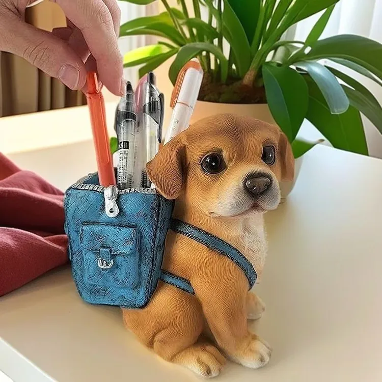 新款搪胶耐摔背包狗狗笔筒摆件男女学生桌子摆放3d立体收纳