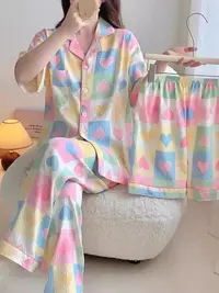 2025新款爱心三件套睡衣