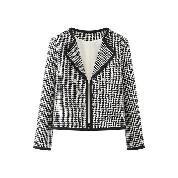 法式高级感名媛千金通勤时尚千鸟格小香风外套女宽松上衣