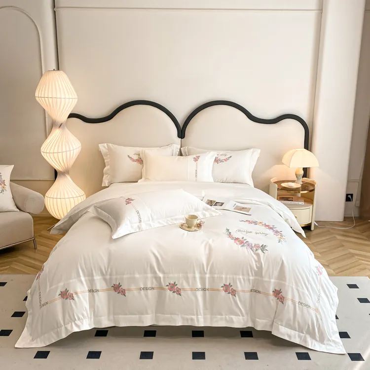 2024新款高档礼盒装A类母婴级双面纯棉长绒棉清新刺绣四件套