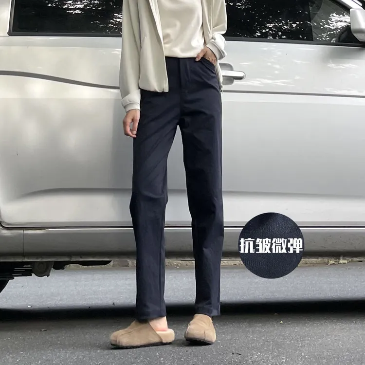 左手日记25秋新卡其色简约休闲裤长裤窄版工装裤小脚裤显瘦女裤