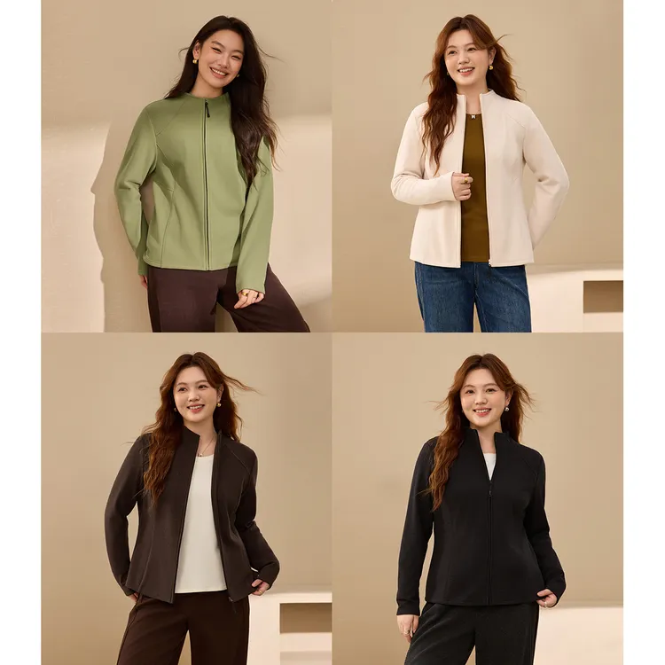 【舒适柔软抓毛外套】纤莉秀W大码女装休闲时尚气质简约百搭QK4463商品图