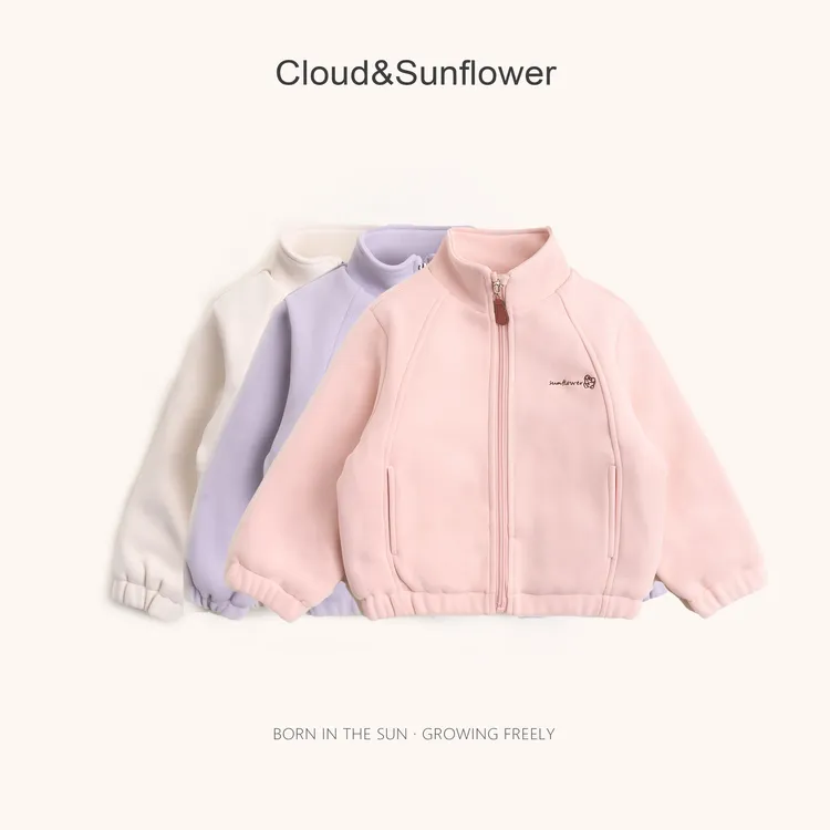 【云朵小葵】女童冬季新款小熊英文刺绣加厚休闲外套1114666