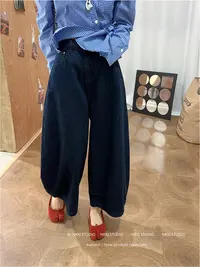 高腰九分加厚梧桐裤牛仔裤86728