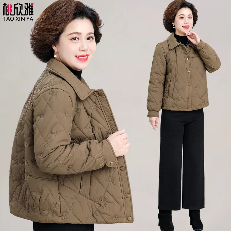 中老年薄款棉服棉衣女洋气2025秋冬季新款中年妈妈春秋夹棉短外套