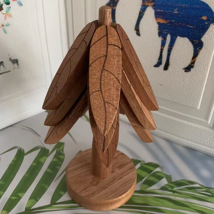 实木圣诞树杯垫隔热垫发财树餐桌垫防烫耐高温锅垫汤盆垫摆件装饰