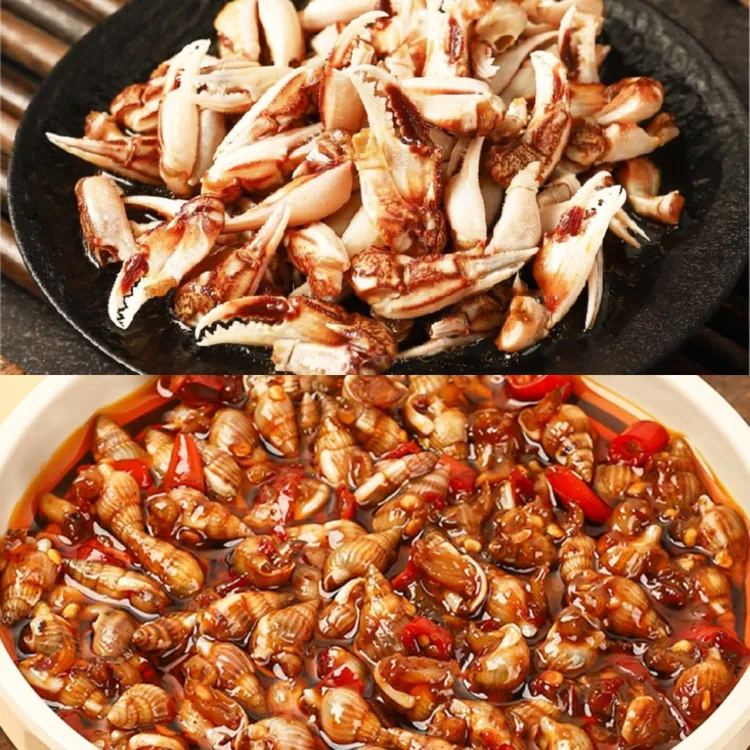 香辣海锥海瓜子螺香辣蟹钳醉蟹钳新鲜制作300g即食海鲜下酒菜