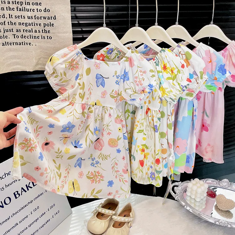 （亲子装）儿童棉绸碎花公主洋气印花幼儿外出服超萌炸街