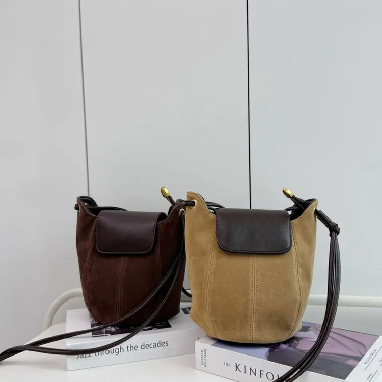 【定制款秋冬磨砂水桶包】时尚百搭磨砂撞色单肩斜挎南瓜水桶包