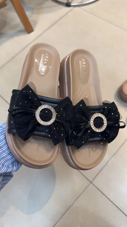 日常高跟厚底凉鞋女士蝴蝶夏季软底一字拖女鞋百搭防滑蝴蝶结