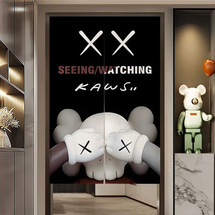 Kawa潮牌暴力熊网红布艺门帘家用房间卧室客厅厕所玄关装饰隔断帘