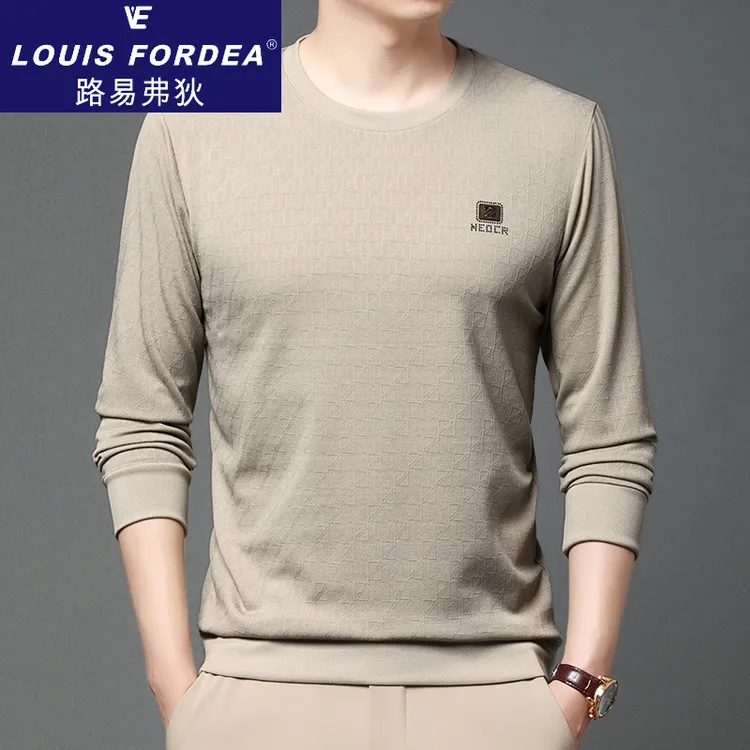 Louis Fordea/路易弗狄圆领男士卫衣长袖T恤男商务休闲高档男装