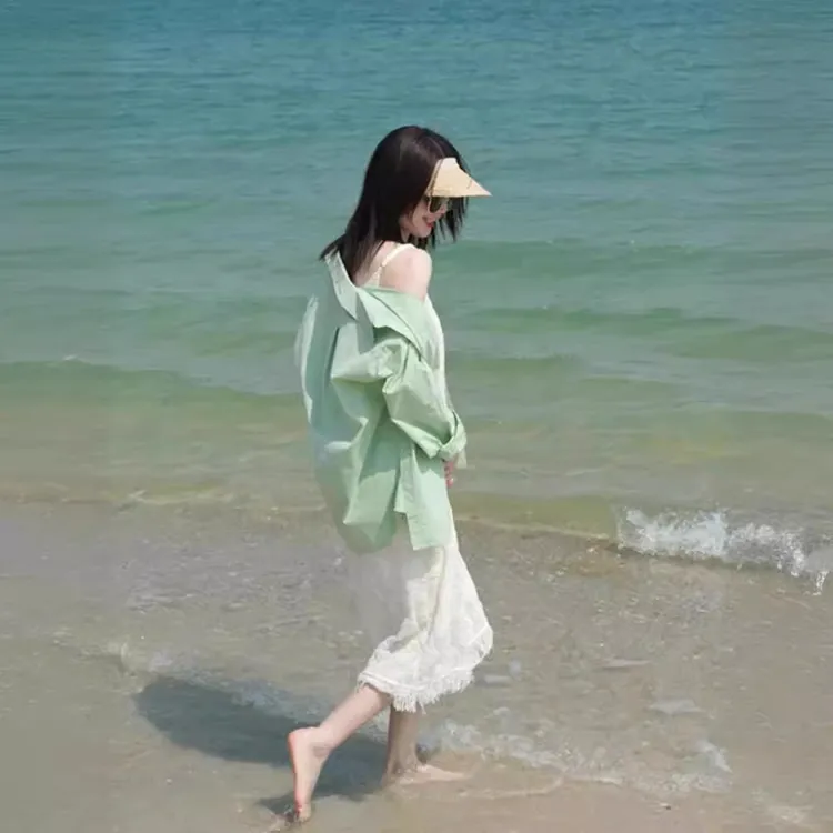 白色法式复古吊带长裙聚酯纤维两件套女款秋季新款小众