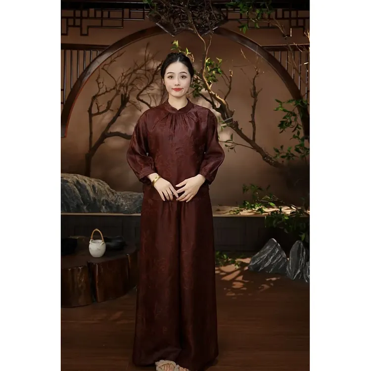 新【映日红】秋冬新款气质 高端端庄优雅上衣裤子套装8836