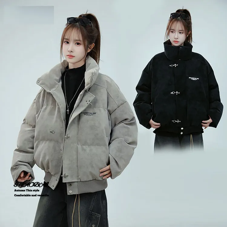 扎染高级感潮牌棉衣男冬季麂皮绒立领棉服美式青少年防寒保暖外套