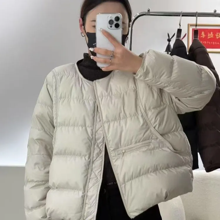 短款长袖圆领女士短款棉服女士潮流m001