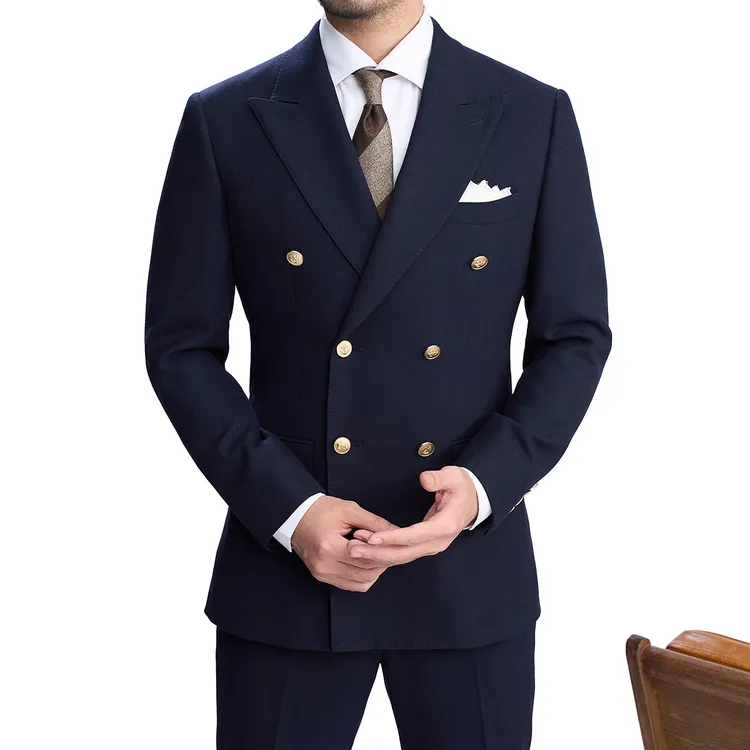 谷巢布雷泽藏青西服男士秋冬加厚正装商务西装时尚修身通勤单上衣