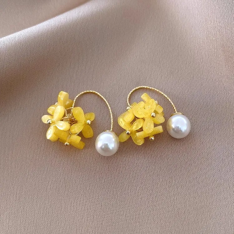 铜合金耳饰 超仙桂花流苏珠珠耳环女甜美温柔小众百搭显脸瘦耳饰