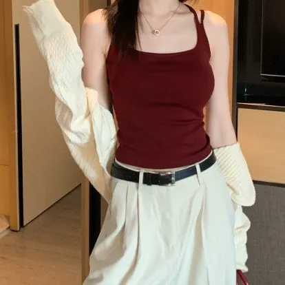 美背交叉吊带辣妹背心女2025新款外穿带胸垫内搭显瘦打底抹胸夏季