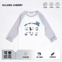 【金樱桃】小童蕾丝kitty插肩印花百搭打底上衣283301