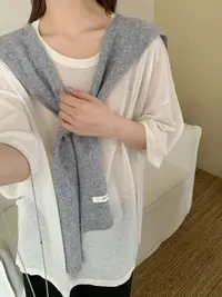 【潘潘.838839】2025秋瑾麻+羊毛宽松清凉针织圆领短袖T恤