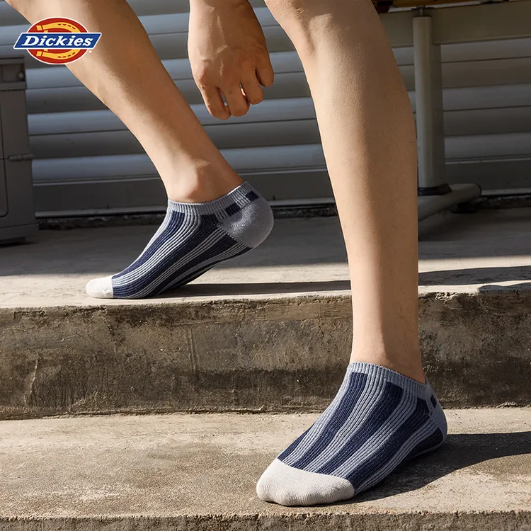 Dickies棉质舒适透气不臭脚防滑袜子低帮薄款条纹短筒袜男女同款
