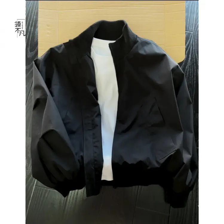 美式bomber飞行员夹克外套男款春秋季cleanfit廓形短款高街棒球服