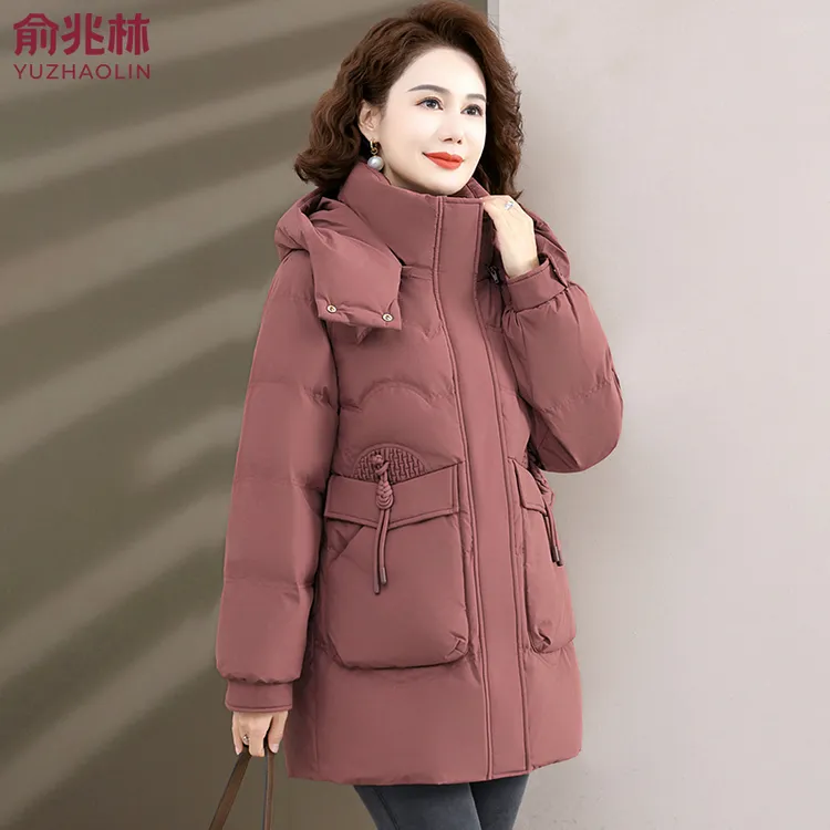 俞兆林妈妈冬装大码羽绒棉服中老年人棉袄秋冬季加厚保暖棉衣外套