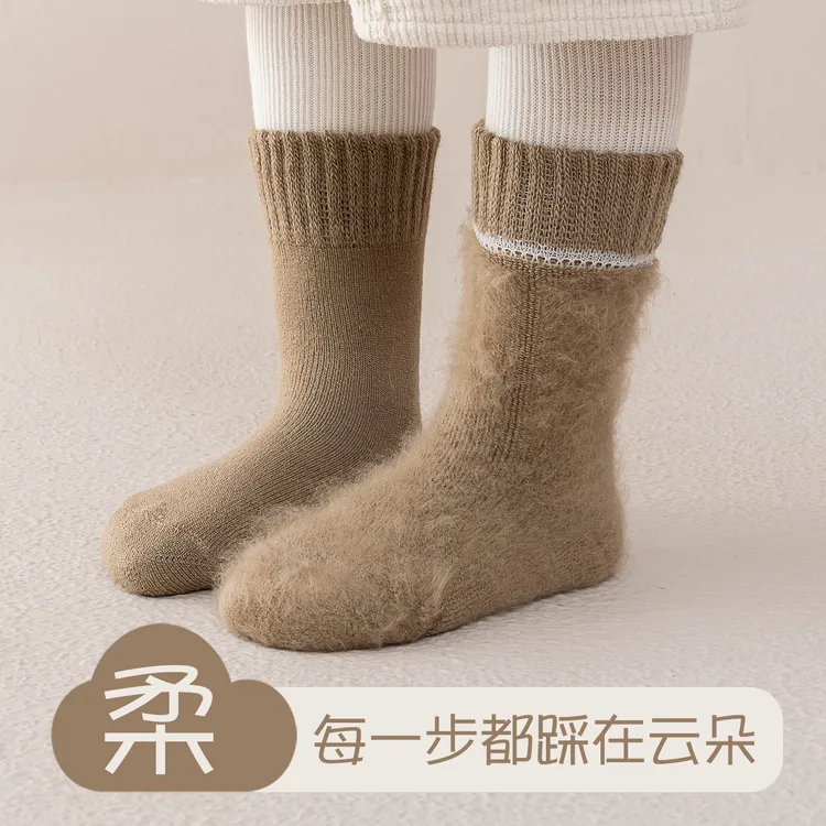 左小猫儿童睡眠加绒袜7A拒菌加厚冬季拉绒保暖毛圈宝宝睡觉袜